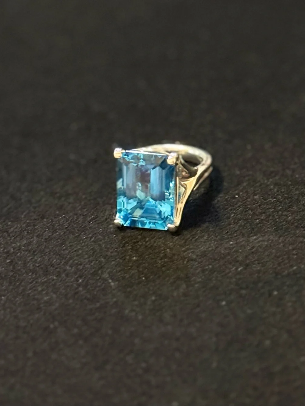 13x18mm Emerald Cut Aquamarine 925 Sterling Silver Statement Ring Sz 6.75